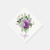 Serviette En Papier Monogramme de roses violettes (Coin)