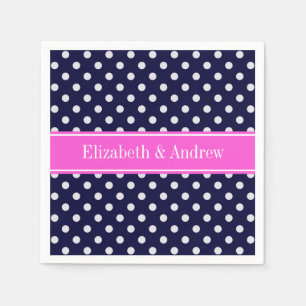 Serviette En Papier Monogramme de ruban rose chaud Pois blancs de la M