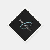 Serviette En Papier Monogramme de script cursif éditable Noir Bleu Bla (Coin)