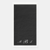 Serviette En Papier Monogramme de script noir tout simplement élégant (Devant)
