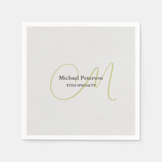 Serviette En Papier Monogramme de script sophistiqué initial moderne (Devant)