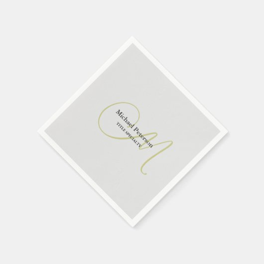 Serviette En Papier Monogramme de script sophistiqué initial moderne (Coin)