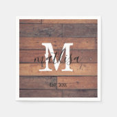 Serviette En Papier Monogramme de style Brown Script motif rustique ét (Devant)