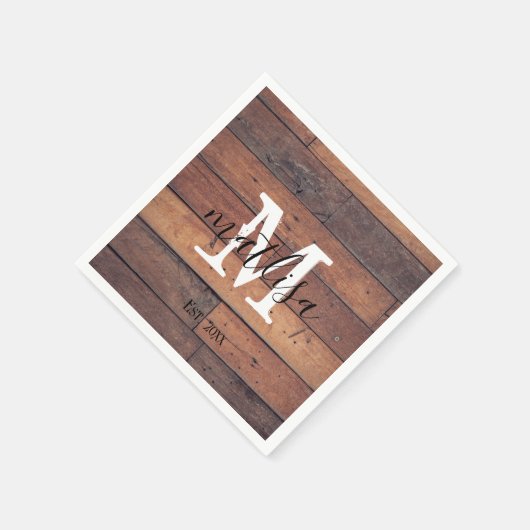 Serviette En Papier Monogramme de style Brown Script motif rustique ét (Coin)