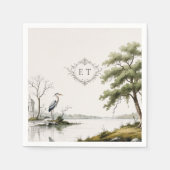 Serviette en papier monogramme de style campagne f (Devant)