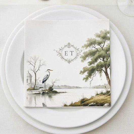 Serviette en papier monogramme de style campagne f