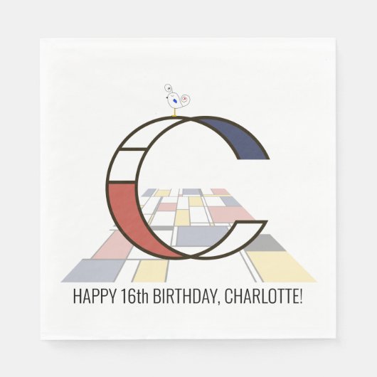 Serviette En Papier Monogramme de style néoplasticisme frappant. Lettr (Devant)