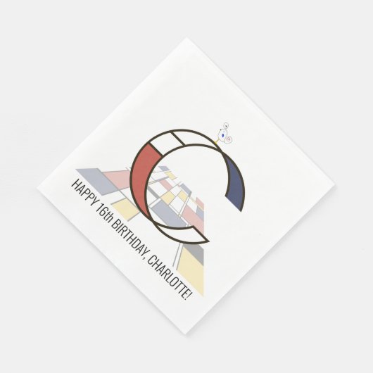 Serviette En Papier Monogramme de style néoplasticisme frappant. Lettr (Coin)