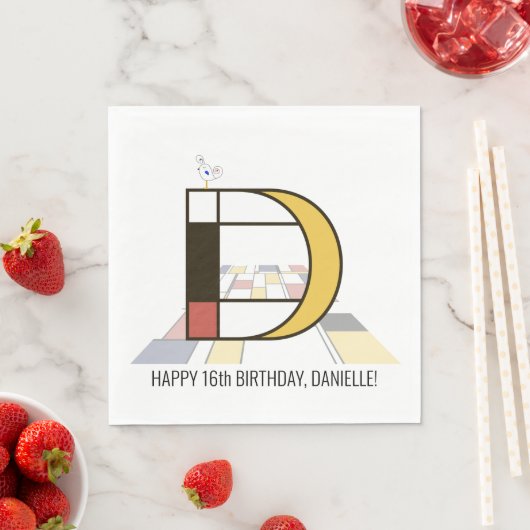 Serviette En Papier Monogramme de style néoplasticisme frappant. Lettr (En situation)