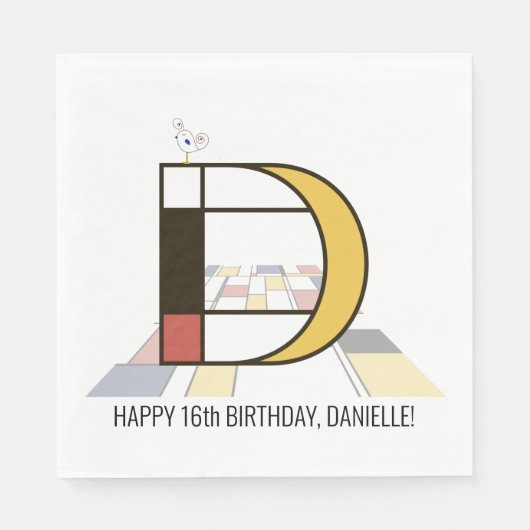 Serviette En Papier Monogramme de style néoplasticisme frappant. Lettr (Devant)