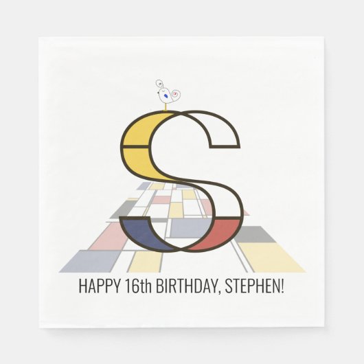 Serviette En Papier Monogramme de style néoplasticisme frappant. Lettr (Devant)