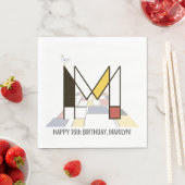 Serviette En Papier Monogramme de style néoplasticisme frappant. Lettr (En situation)