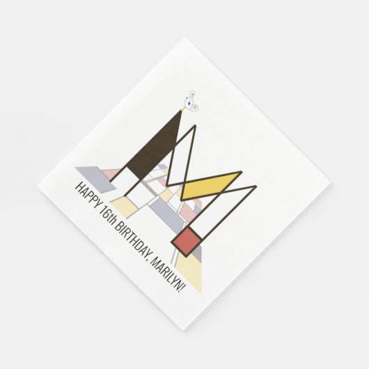 Serviette En Papier Monogramme de style néoplasticisme frappant. Lettr (Coin)