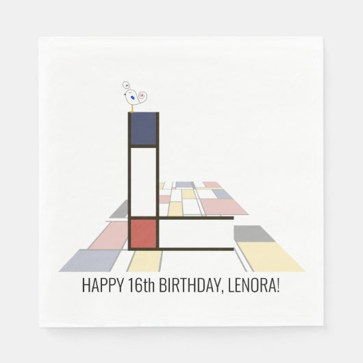 Serviette En Papier Monogramme de style néoplasticisme frappant. Lettr (Devant)