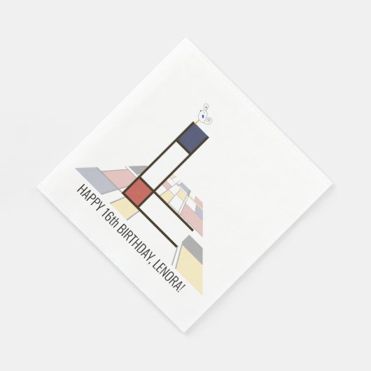 Serviette En Papier Monogramme de style néoplasticisme frappant. Lettr (Coin)