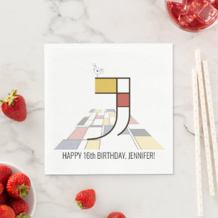 Serviette En Papier Monogramme de style néoplasticisme frappant. Lettr