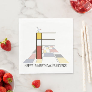 Serviette En Papier Monogramme de style néoplasticisme frappant. Lettr