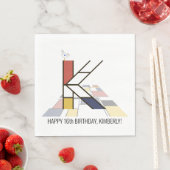 Serviette En Papier Monogramme de style néoplasticisme frappant. Lettr (En situation)