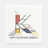 Serviette En Papier Monogramme de style néoplasticisme frappant. Lettr (Devant)