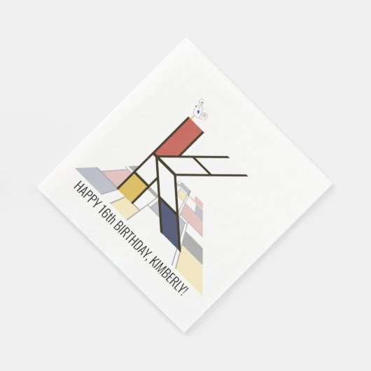 Serviette En Papier Monogramme de style néoplasticisme frappant. Lettr (Coin)