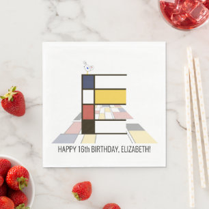 Serviette En Papier Monogramme de style néoplasticisme frappant. Lettr