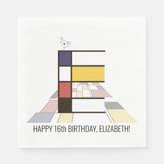 Serviette En Papier Monogramme de style néoplasticisme frappant. Lettr (Devant)