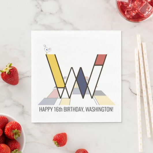 Serviette En Papier Monogramme de style néoplasticisme frappant. Lettr (En situation)