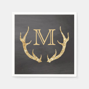 Serviette En Papier Monogramme de tableau noir de Parties scintillant