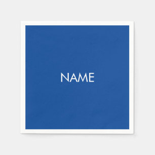 Serviette En Papier Monogramme de texte personnalisé bleu minimaliste