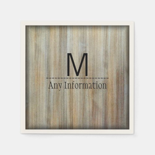 Serviette En Papier Monogramme de texture de grain de bois #2 (Devant)