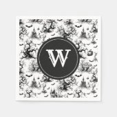 Serviette En Papier Monogramme de toile d'Halloween noir et blanc (Devant)