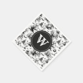 Serviette En Papier Monogramme de toile d'Halloween noir et blanc (Coin)