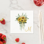 Serviette En Papier Monogramme de tournesol (En situation)