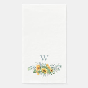 Serviette En Papier Monogramme de tournesol d'aquarelle