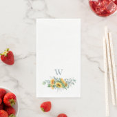 Serviette En Papier Monogramme de tournesol d'aquarelle (En situation)