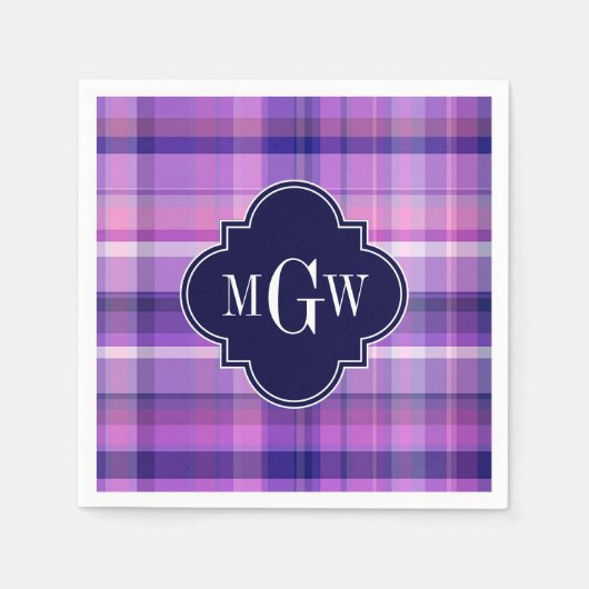 Serviette En Papier Monogramme de très bon goût blanc de Madras de (Devant)