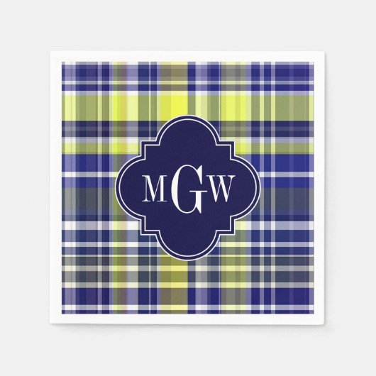 Serviette En Papier Monogramme de très bon goût blanc de Madras de (Devant)