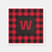 Serviette En Papier Monogramme de vérification des bisons rouges et no (Devant)