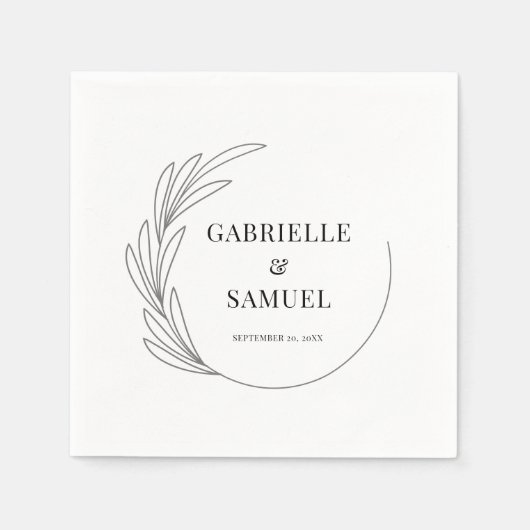 Serviette En Papier Monogramme demi-couronne minimum Mariage mariée et (Devant)