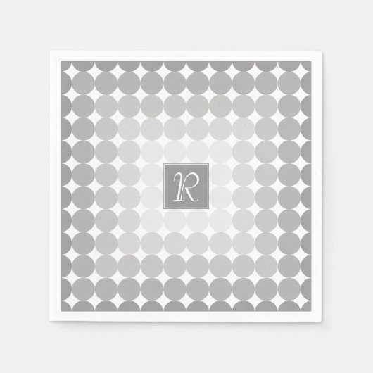 Serviette En Papier Monogramme des cercles gris modernes (Devant)
