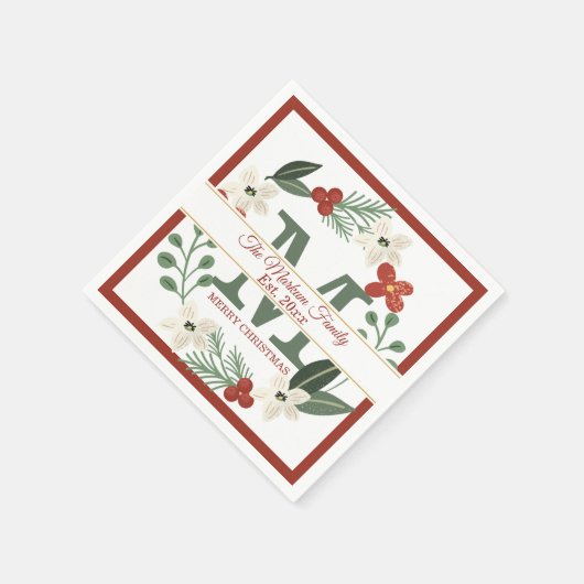 Serviette En Papier Monogramme des fils de Noël | Nom Noël (Coin)