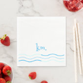 Serviette En Papier Monogramme des vagues bleues (En situation)