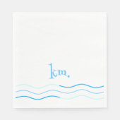 Serviette En Papier Monogramme des vagues bleues (Devant)