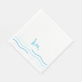 Serviette En Papier Monogramme des vagues bleues (Coin)