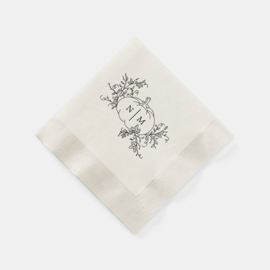 Serviette En Papier Monogramme des vignes citrouilles (Coin)