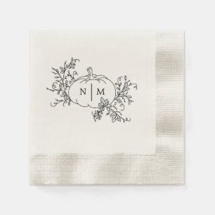 Serviette En Papier Monogramme des vignes citrouilles