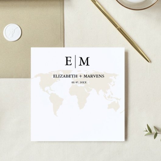 Serviette En Papier Monogramme destination voyage thème mariage