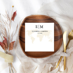 Serviette En Papier Monogramme destination voyage thème mariage