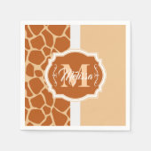 Serviette En Papier Monogramme d'impression de girafe (Devant)