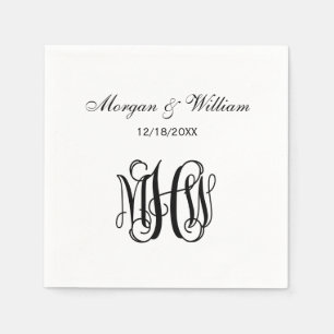 Serviette En Papier Monogramme DIY écriture noire sur fond personnalis